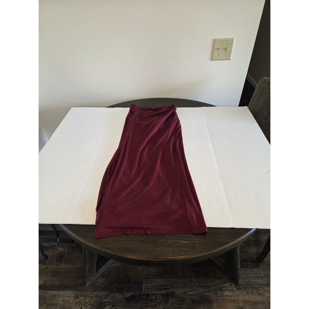 Minette Burgundy Maxi Skort Long Skirt with Built-in Shorts Wine Red Slit M